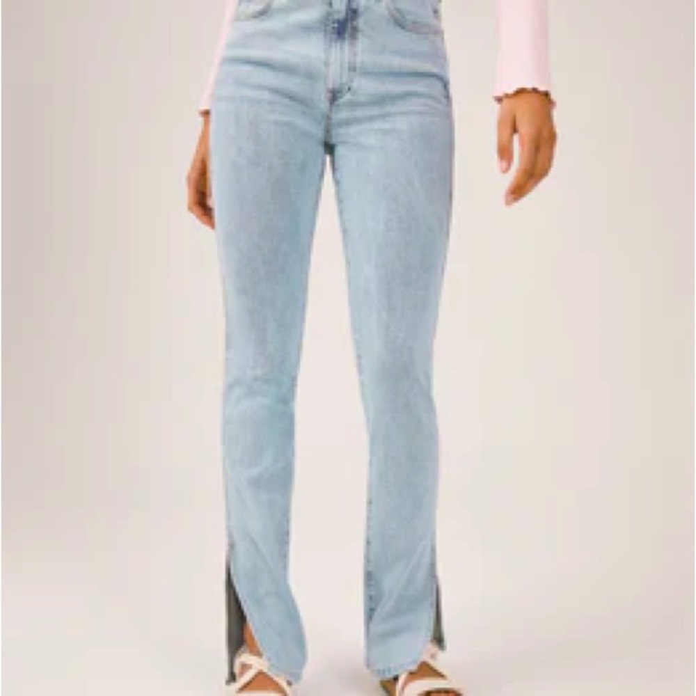 New with tags Something Blue Nina Denim Pants with slit. Light blue, size 2